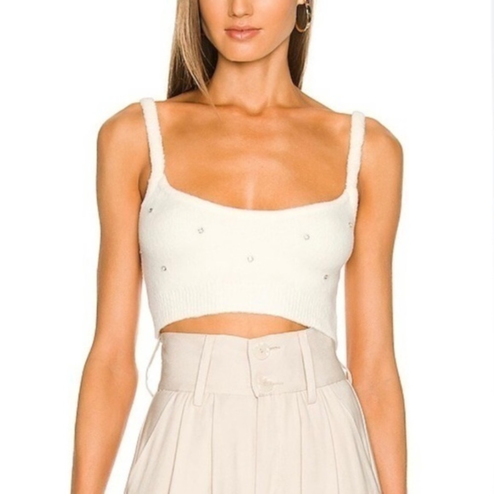 astr rhinestone fuzzy crop top - perfect for engagement or bridal party
